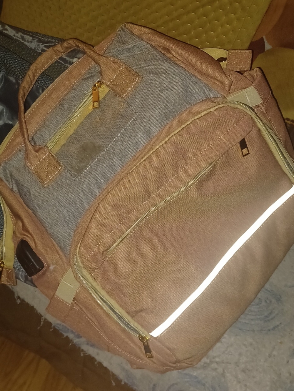Pinkish rose diaper backpack w/changing station